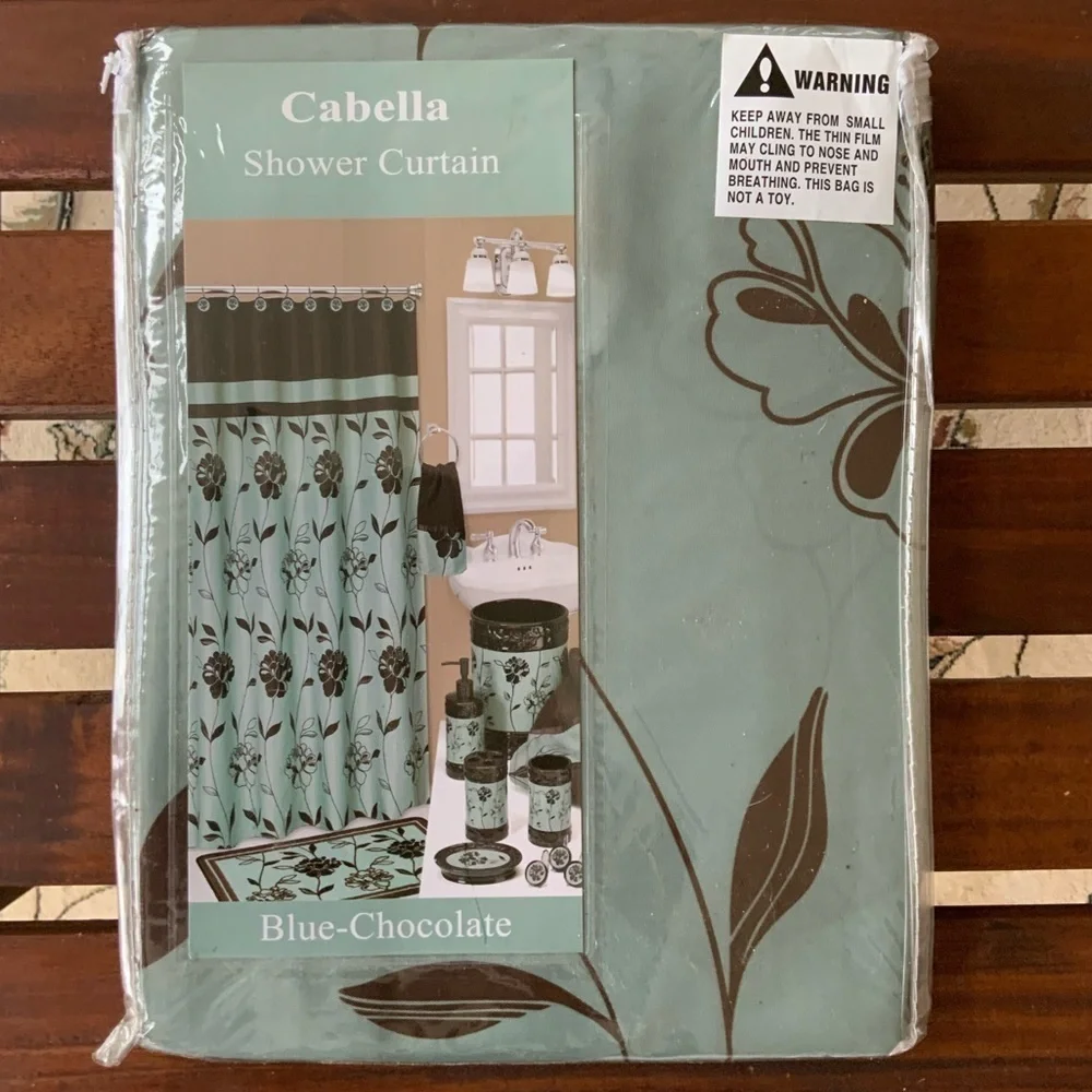 Shower Curtain Blue Chocolate Fabric “Cabella” by Popular Bath 70 x 72 in